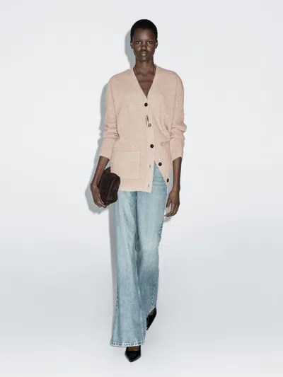 Massimo Dutti 100% Wool Knit Cardigan In Neutral