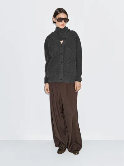 Massimo Dutti 100% Wool Knit Cardigan With Scarf Detail In Multi