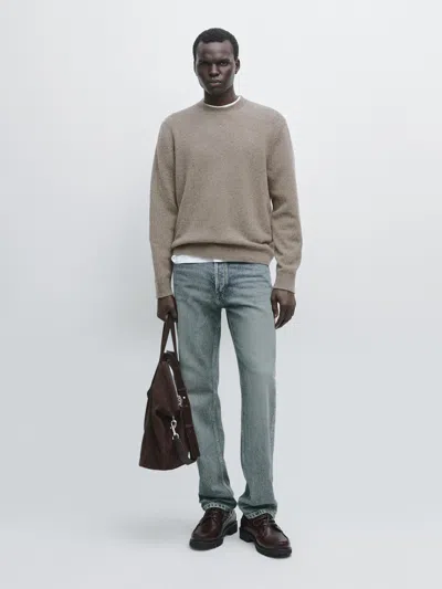 Massimo Dutti 100% Wool Knit Crew Neck Sweater In Multi