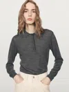 Massimo Dutti 100% Wool Knit Polo Sweater In Blue