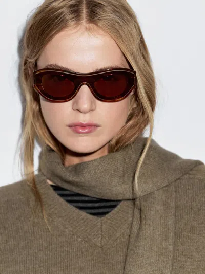 Massimo Dutti 100% Wool Knit Sweater With Scarf And Pocket In Black