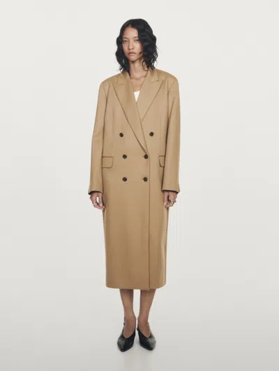 Massimo Dutti 100% Wool Long Coat In Multi