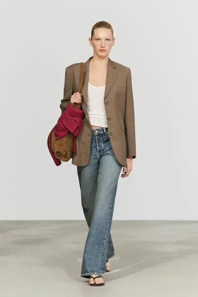 Massimo Dutti 100% Wool Melange Suit Blazer In Brown