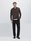 Massimo Dutti 100% Wool Mock Neck Sweater With Buttons In Brown