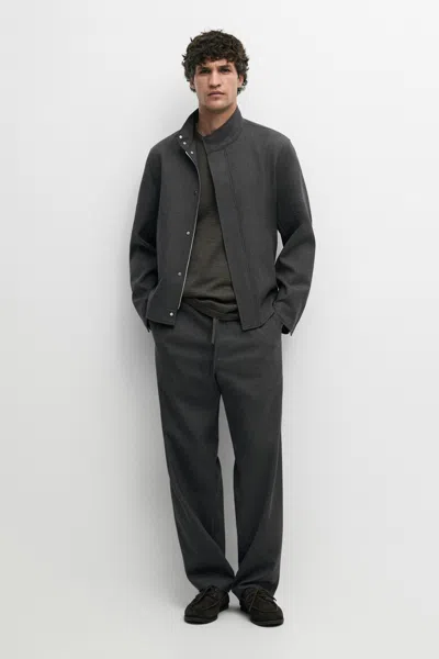 Massimo Dutti 100% Wool Total Look Pants In Gray