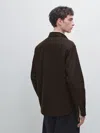 Massimo Dutti 100% Wool Overshirt With Pockets In Brown
