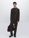 Massimo Dutti 100% Wool Suit Blazer In Black