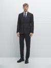 Massimo Dutti 100% Wool Suit Blazer In Black