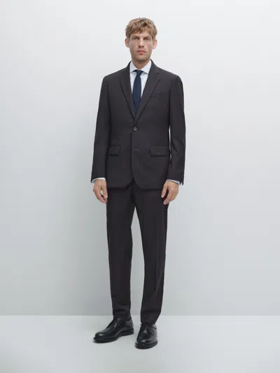 100% Wool Suit Blazer In Black from Massimo Dutti