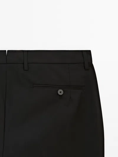 Massimo Dutti 100% Wool Suit Pants In Black