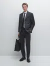 Massimo Dutti 100% Wool Suit Trousers In Gray