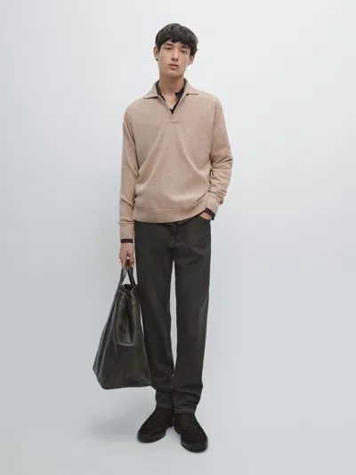 Massimo Dutti 100% Wool V In Brown