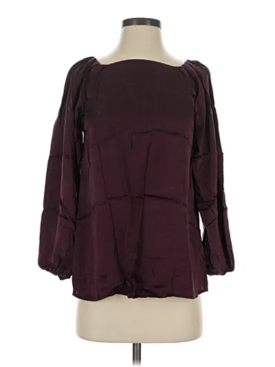 Pre-owned Massimo Dutti 3/4 Sleeve Blouse In Burgundy