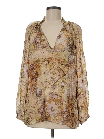 Pre-owned Massimo Dutti 3/4 Sleeve Blouse In Gold