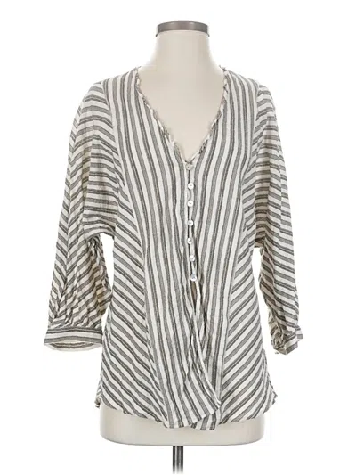 Pre-owned Massimo Dutti 3/4 Sleeve Blouse In Gray
