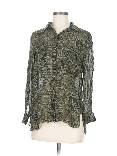Pre-owned Massimo Dutti 3/4 Sleeve Blouse In Green