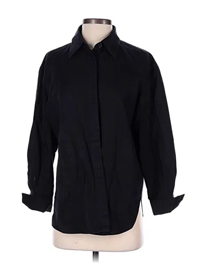 Pre-owned Massimo Dutti 3/4 Sleeve Button Down Shirt In Black