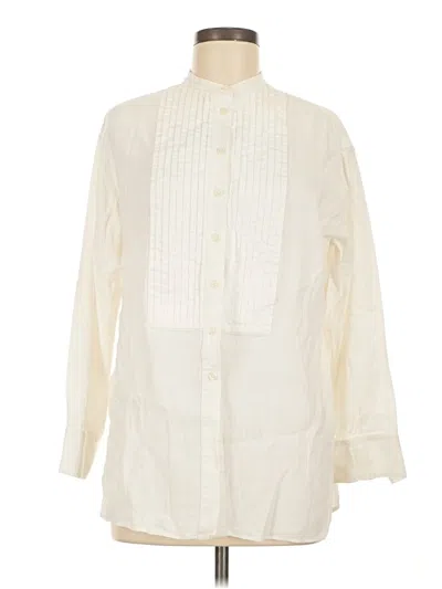 Pre-owned Massimo Dutti 3/4 Sleeve Button Down Shirt In Ivory