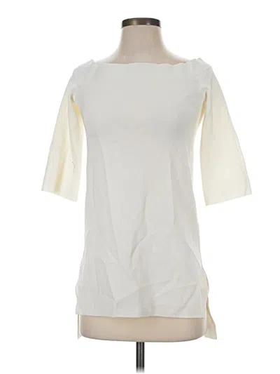 Pre-owned Massimo Dutti 3/4 Sleeve Top Ivory Crew Neck Tops