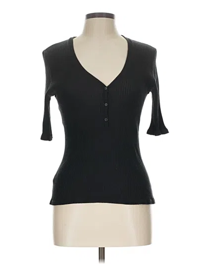 Pre-owned Massimo Dutti 3/4 Sleeve T-shirt In Black