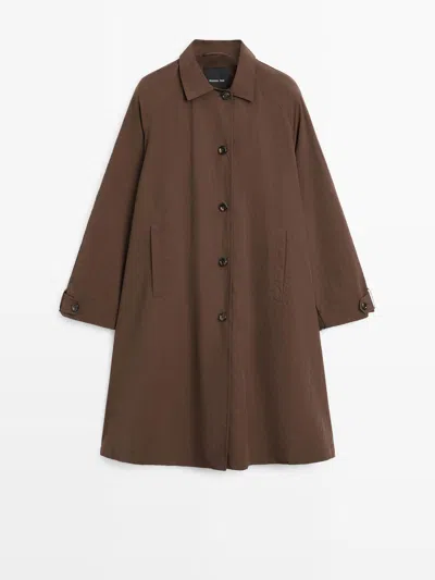 Massimo Dutti Abrigo Capa Detalle Cuello Oversize In Brown