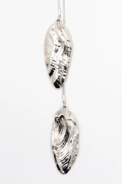 Massimo Dutti Adjustable Necklace With Textured Pieces In Gray