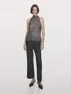 Massimo Dutti Alpaca And Wool Knit Halterneck Top In Gray