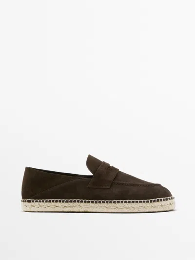 Massimo Dutti Alpargata Antifaz Serraje In Brown