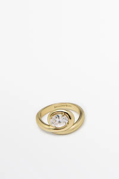 Massimo Dutti Anel Aro Com Cristal Brilhante In Gold