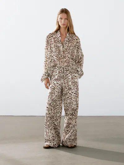Massimo Dutti Animal Print Straight In Multi
