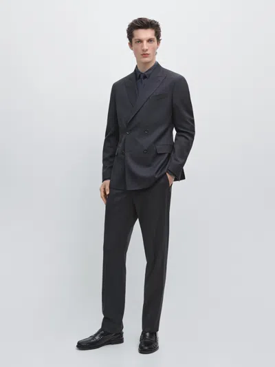 Massimo Dutti Anzugblazer Aus Wolle Mit Wickeloptik In Black