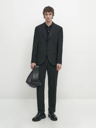 Massimo Dutti Anzughose Aus Reiner Wolle In Black