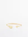 Massimo Dutti Rigid Bracelet With Rhinestone-encrusted Droplets In Golden