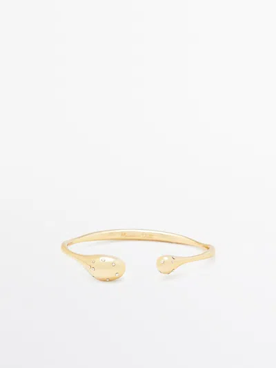Massimo Dutti Rigid Bracelet With Rhinestone-encrusted Droplets In Golden