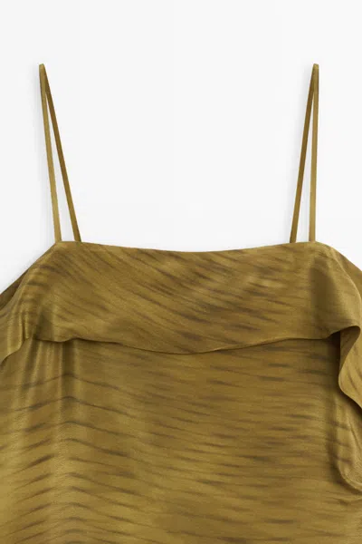 Massimo Dutti Asymmetric Draped Detail Camisole Top In Green
