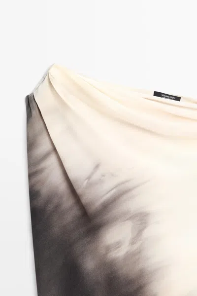 Massimo Dutti Asymmetric Draped Top In Multi