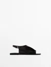 Massimo Dutti Asymmetric Flat Sandals In Brown