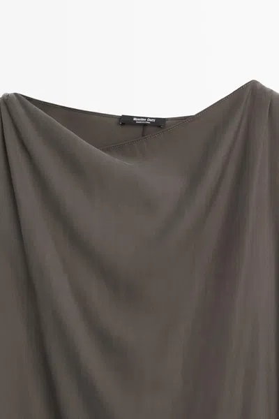 Massimo Dutti Asymmetric Flowing Cape Top In Gray