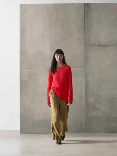 Massimo Dutti Asymmetric Knit Sweater In Red