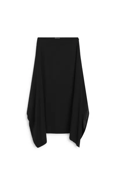 Massimo Dutti Falda Midi Asimétrica Semitransparente In Black