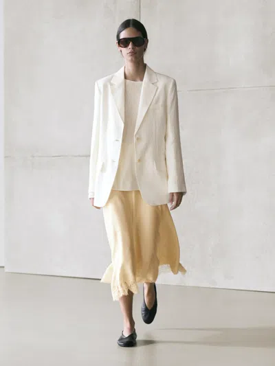 Massimo Dutti Asymmetric Skirt With Lace In White