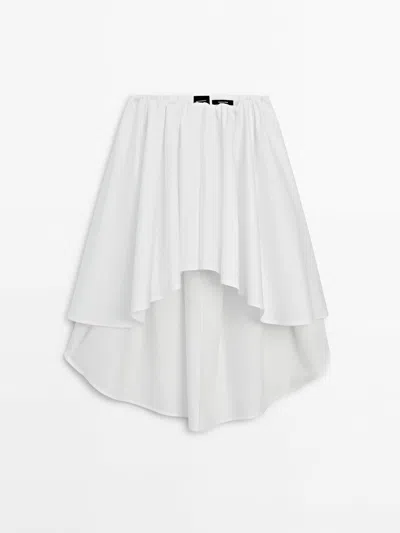 Massimo Dutti Asymmetric Top With A Straight Neckline In White