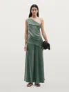 Massimo Dutti Asymmetric Top With Draped Detail In Green