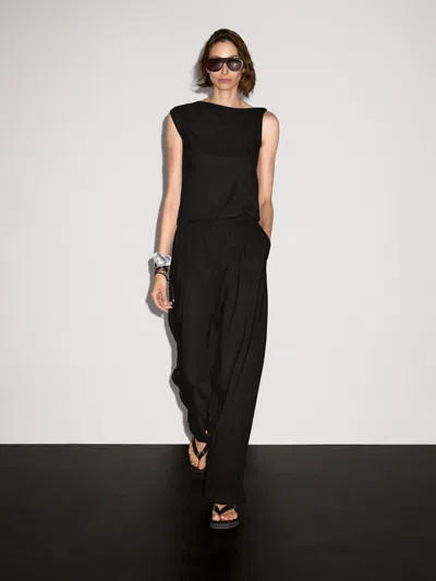 Massimo Dutti Asymmetric Top With Knot Detail In Black