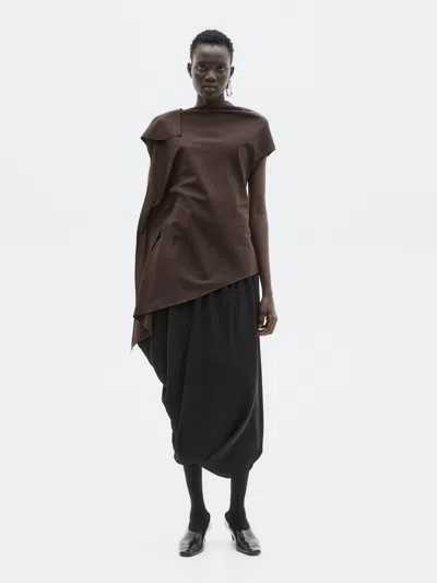 Massimo Dutti Asymmetric Top With Neck Detail In Black