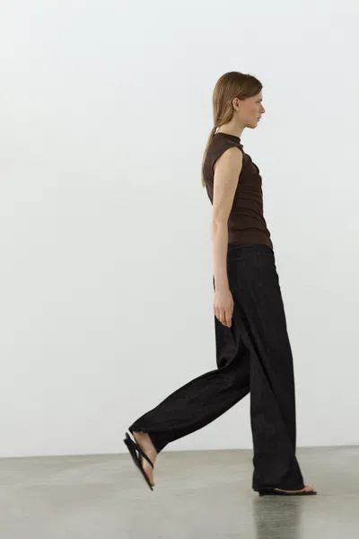 Massimo Dutti Asymmetric Top With Rhinestone Detail In Brown
