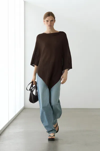 Massimo Dutti Asymmetrisches Cape Aus Baumwolle In Brown