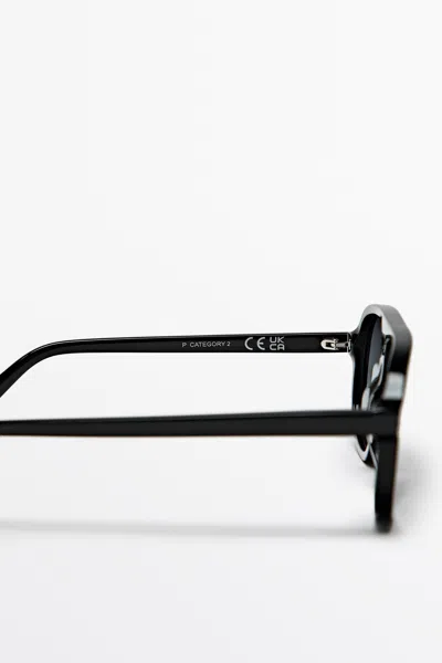 Massimo Dutti Aviator Sunglasses In Black