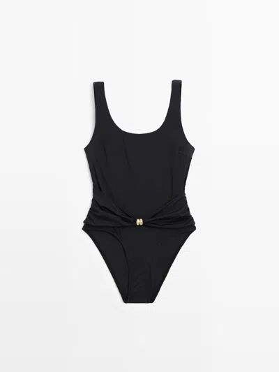 Massimo Dutti Bañador Detalle Joya In Black