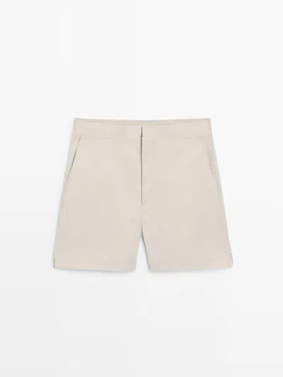 Massimo Dutti Bañador Liso Detalle Cintura In Neutral
